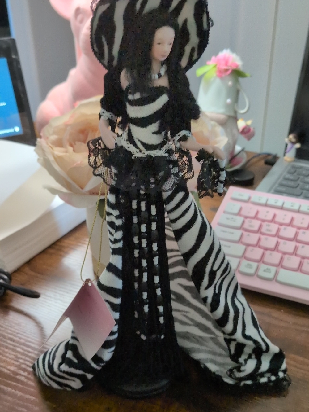 TASSEL DOLL Zebra Print Ruffle Dress - Black & White